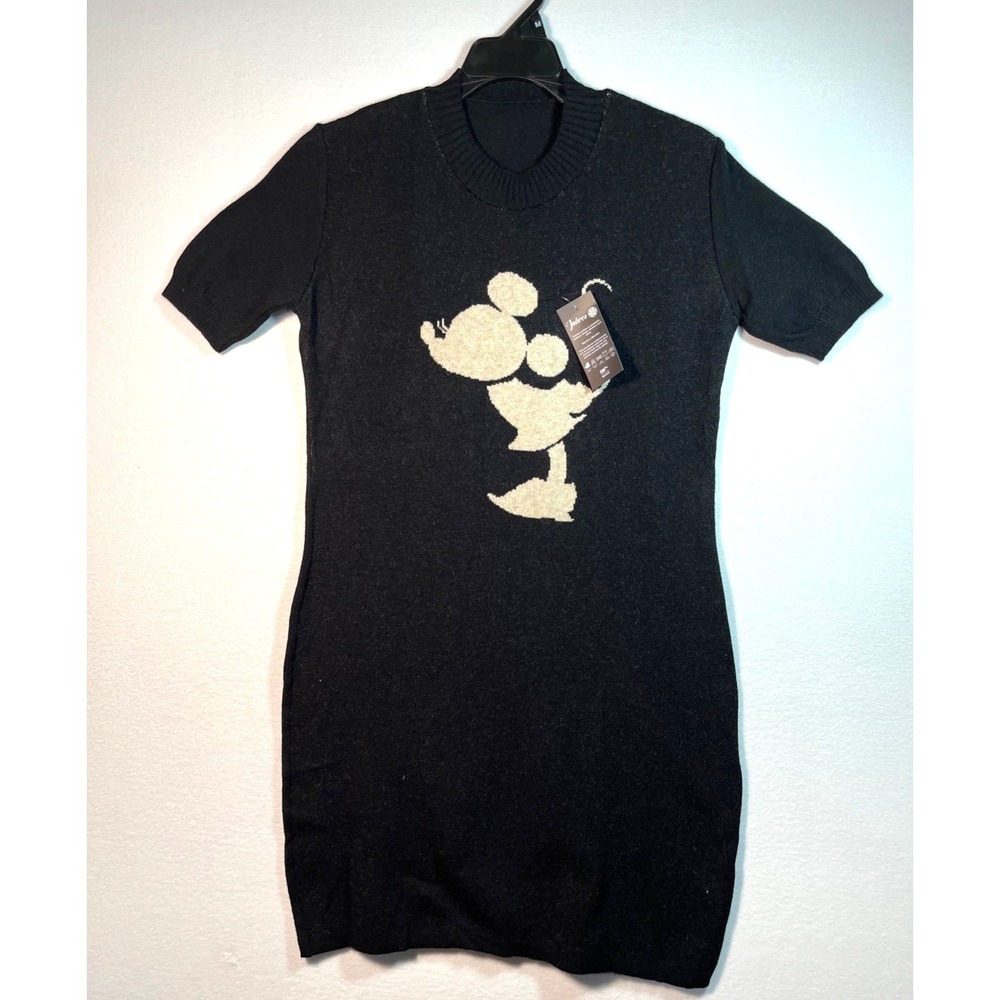 Womens Juarez Minnie Mouse Black Sweater Dress NWT Short Sleeve Size SMALL